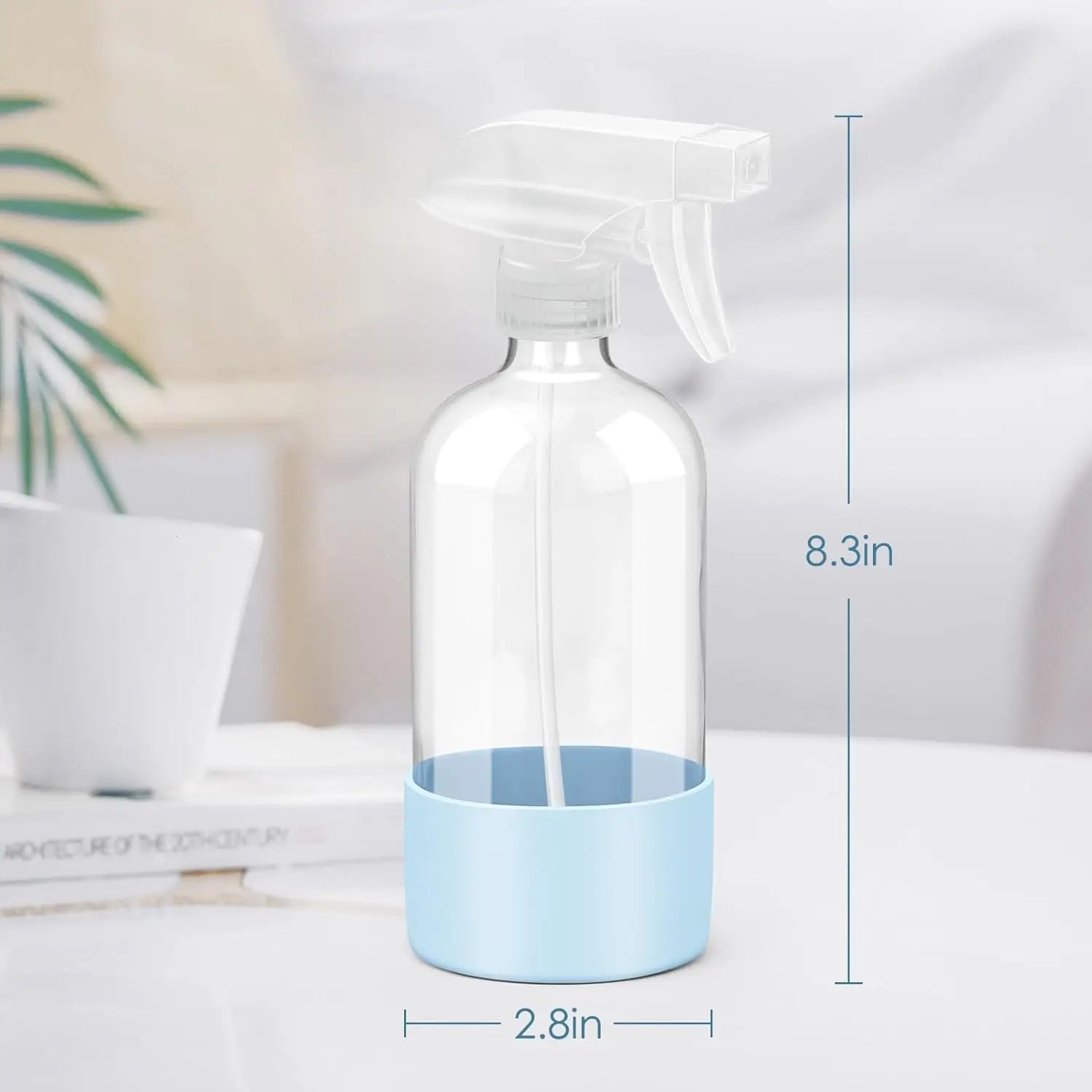 1/2PCS 500ML/16oz Glass Spray Bottle with Silicone Sleeve Empty Clear Bottle Set for Aromatherapy Facial Hydration Hair Care