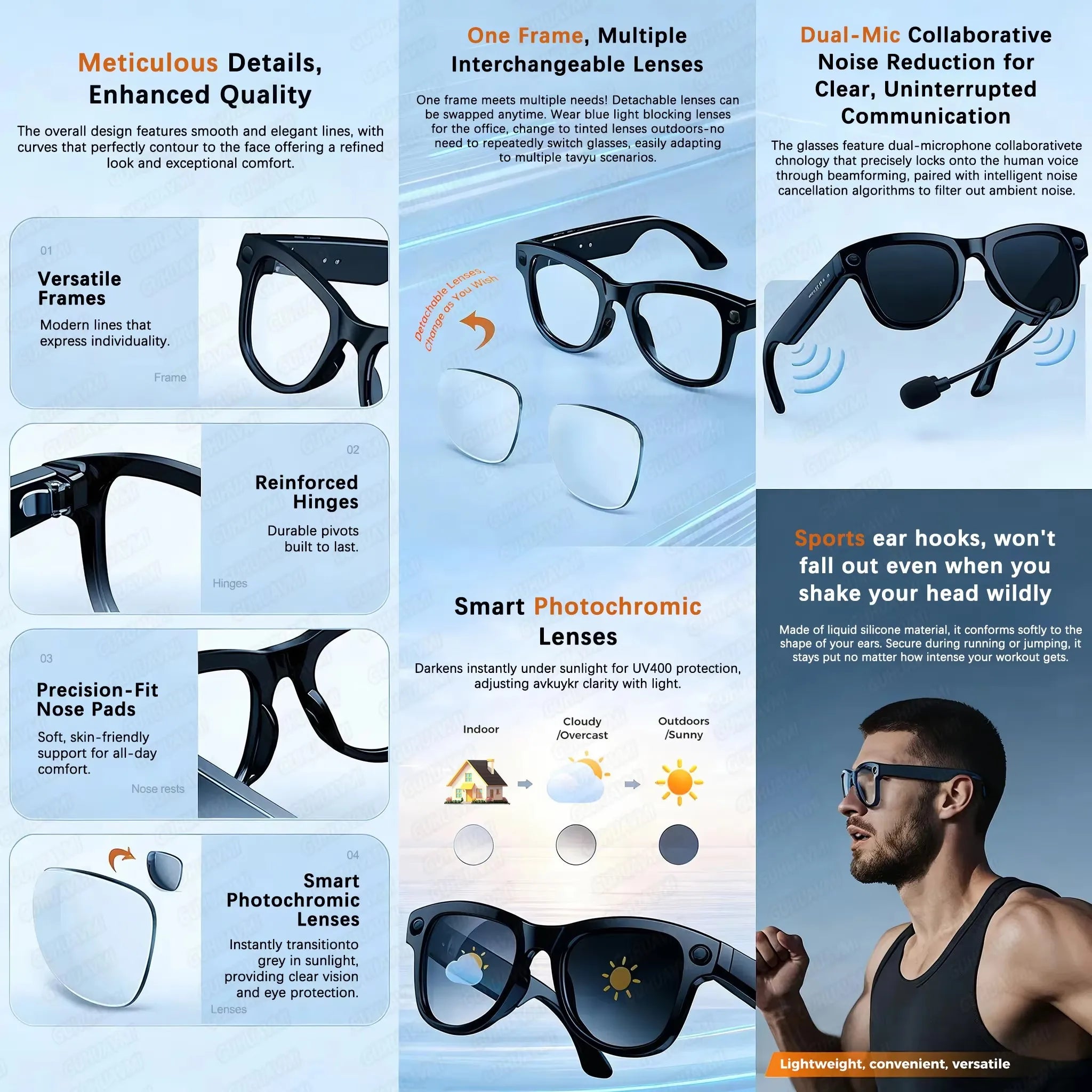 2026 AI Smart Glasses with 8MP Camera Video Recording 120+ Languages Translation Sunglasses Bluetooth Call Music Play Men Women