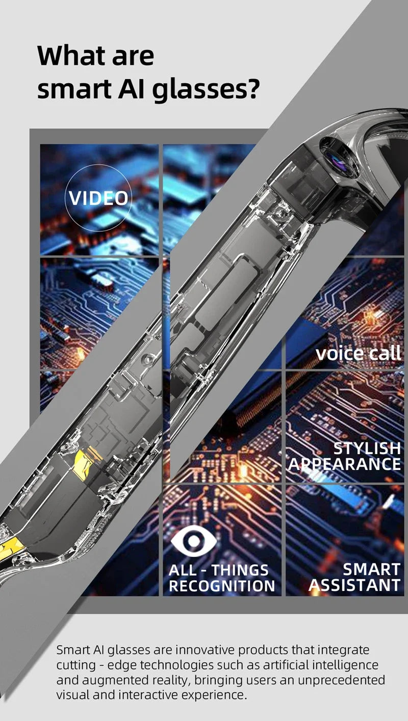 2026 4K Smart AI Glasses 800W pixel AI Shooting Camera HD Photo Video Voice Call Translation Waterproof Bluetooth AI Glasses