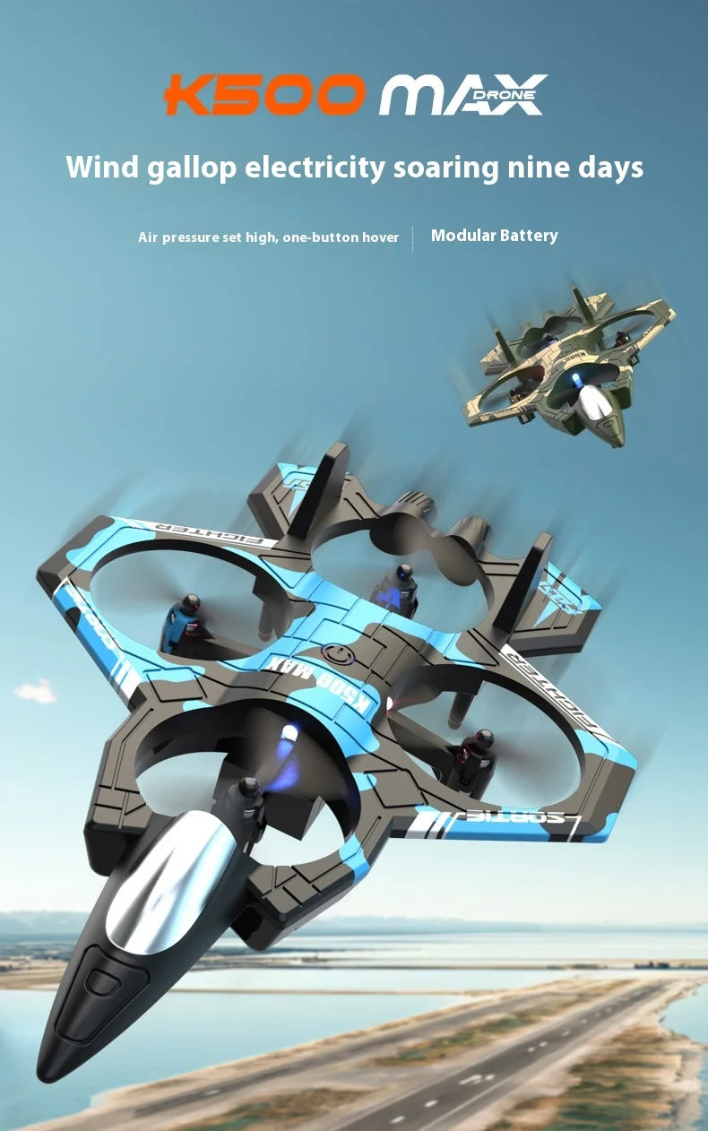 K500max Fighter Jet Quadcopter Drone Rolling Stunt Lights Rc Airplane no camera that can fly