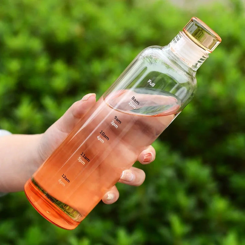 500ml Elegant Leakproof Water Bottle with Time Scale Stay Hydrated Daily Lightweight & Portable for Fitness & Outdoor Adventures