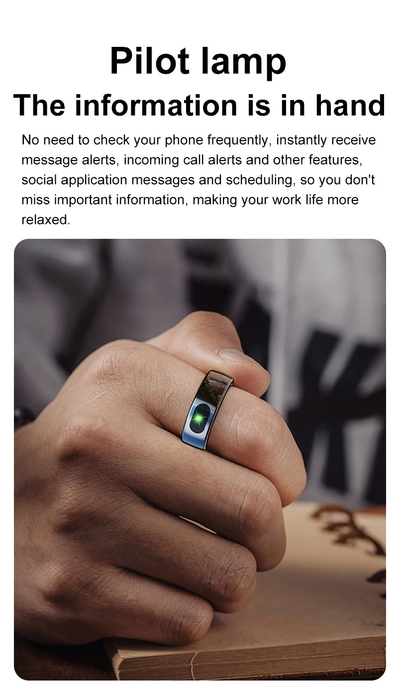 R08 Smart Ring For Men Women Touch Control Function Health Monitor IP68 5ATM Waterproof Skin Temperature Measure Smart Ring New