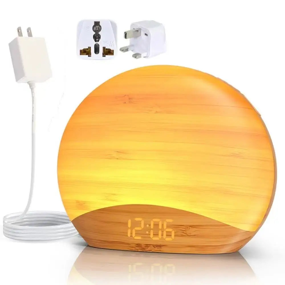 Awakening Wake Up Sunrise Alarm Clock Table Clock Dimmable with 3 Ring 8 Nightlight 26 Sound Sleep Timer Night Light