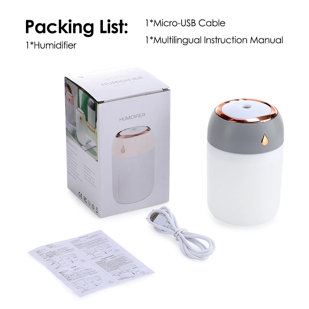 Air Humidifier Cool Mist Aroma Diffuser Portable 600ml Electric Air Humidifier Diffuser USB Humidificador For Home Office
