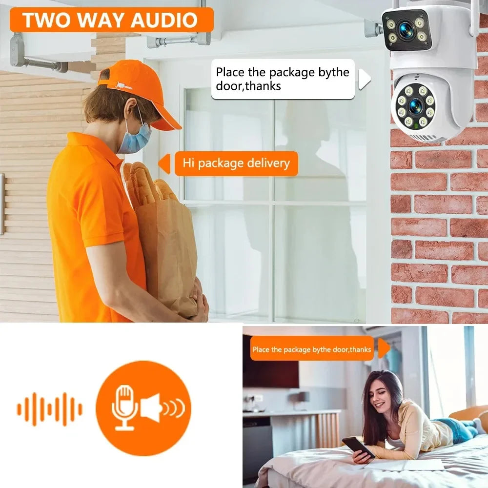 ANSVICAM Tuya Outdoor Wireless Security IP Camera 4K 8MP HD Dual Lens Wifi PTZ Camera Auto Tracking Street Surveillance Camera