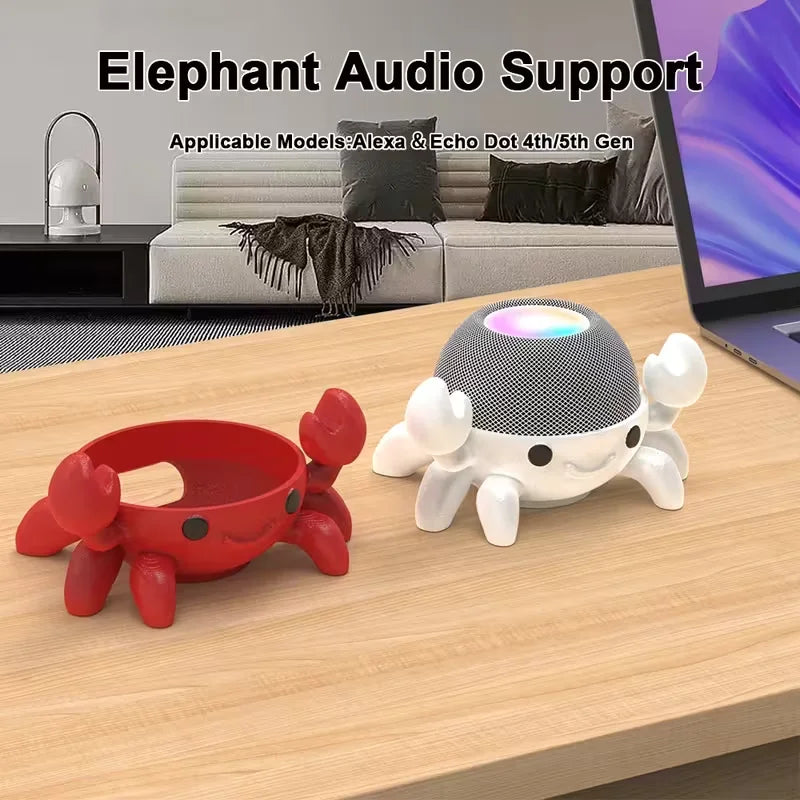 Cute crab-shaped audio stand, compatible with Alexa Echo Dot 4/5 generation, suitable for home desktop and office