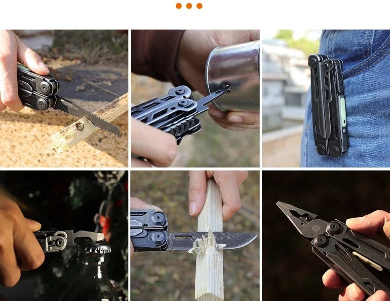 BHBT 15 in 1 Multi Tool Pliers Multi-functional Wrench with Damascus Knife Folding EDC Outdoor Survival Multi Tool Home Repair