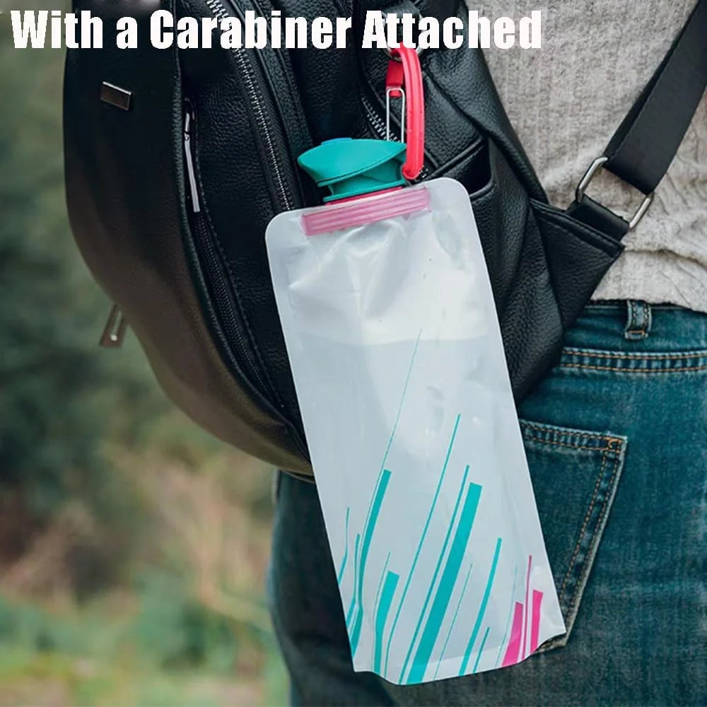 23 Oz Water Bottle，Collapsible Water Bottle,Perfect for Hydration on The Go. Suitable for Hiking and Camping. Reusable， BPA Free