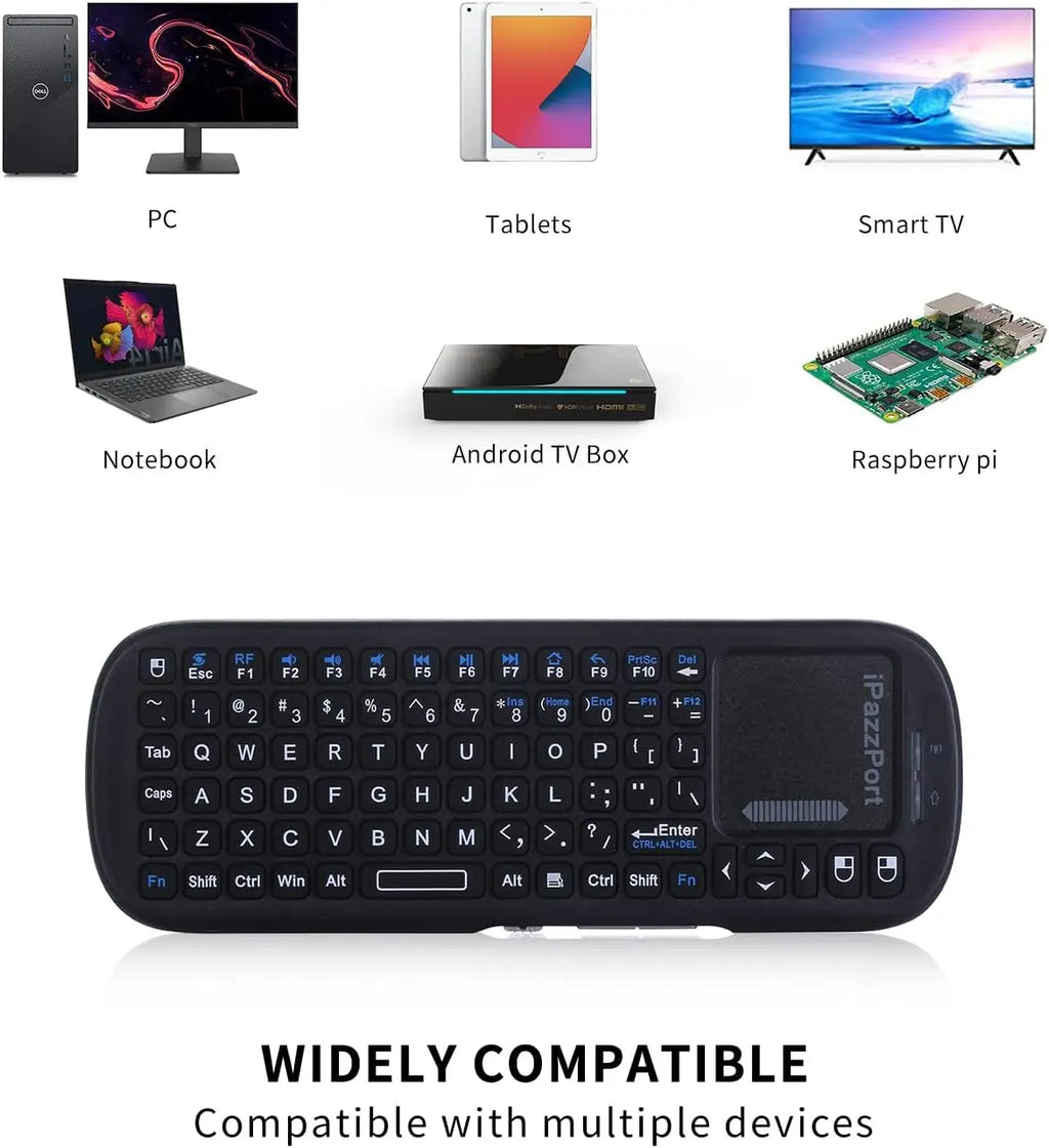 QWERTY Wireless Mini  Keyboard 2.4GHz with Touchpad Mouse Combo for Android /PC/Tablet/PS4/Raspberry Pi 3/HTPC