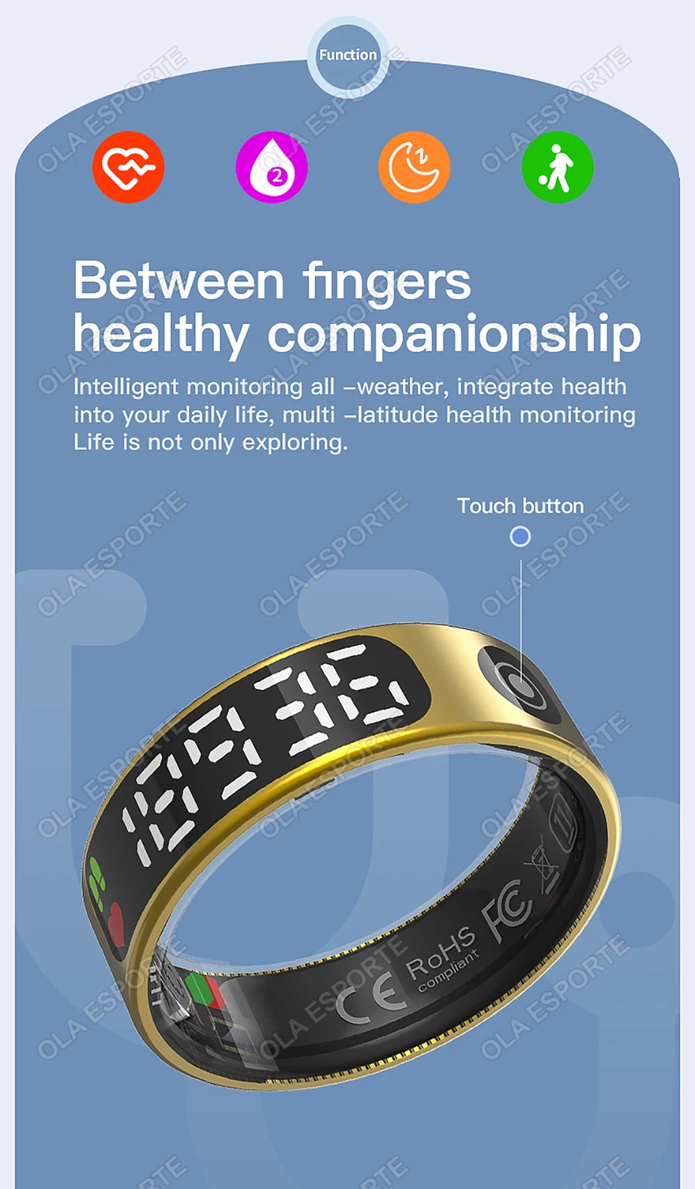 SR08 Smart Ring with Charging Box for Men Women LED Display Screen Gesture Control Health Monitor 5ATM Waterproof Sports Rings
