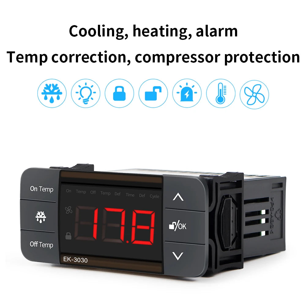 Digital Thermostat for Incubator Temperature Controller Heating Cooling Refrigeration Defrosting Fan Thermostat Relay Sensor