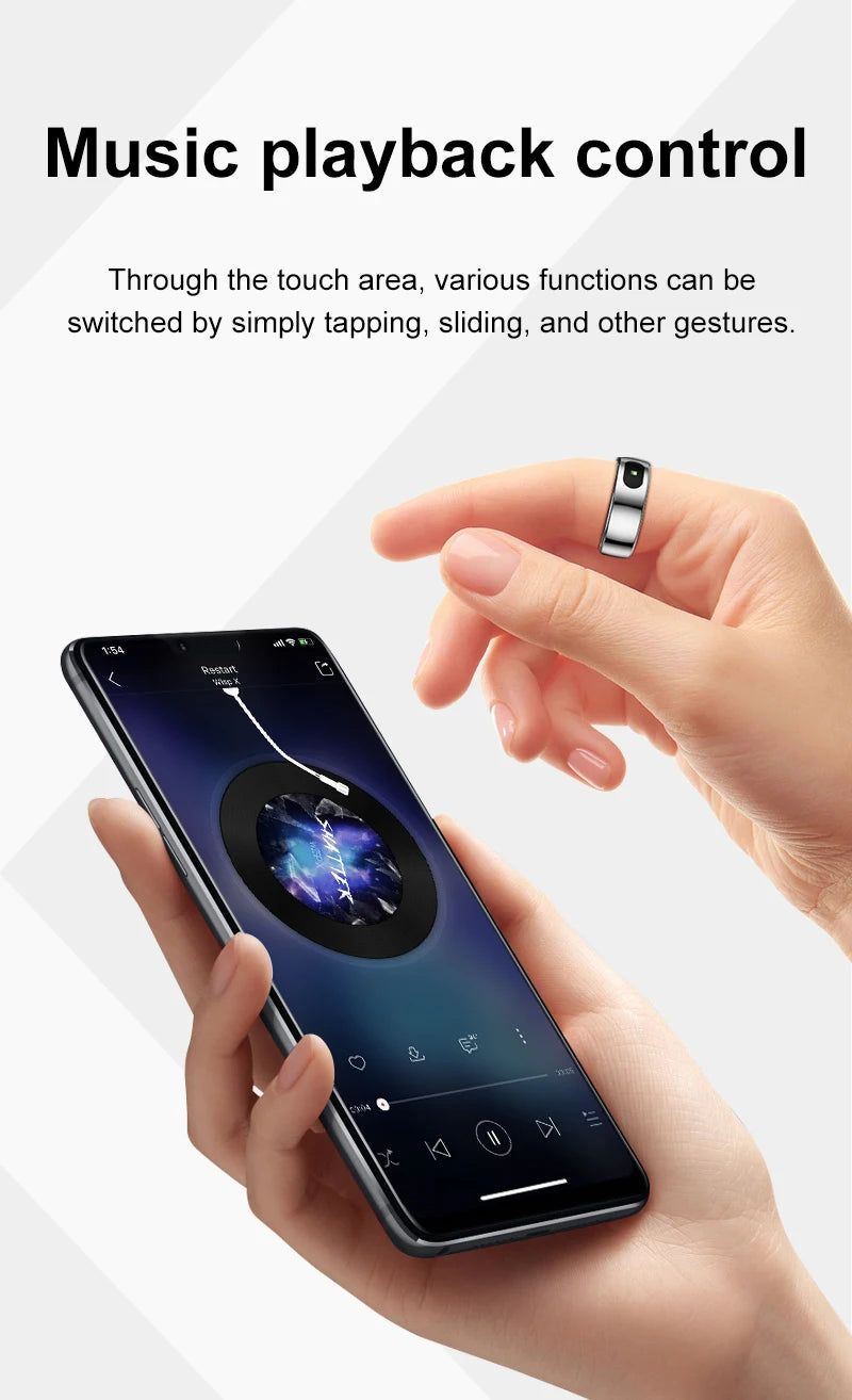 R08 Smart Ring For Men Women Touch Control Function Health Monitor IP68 5ATM Waterproof Skin Temperature Measure Smart Ring New