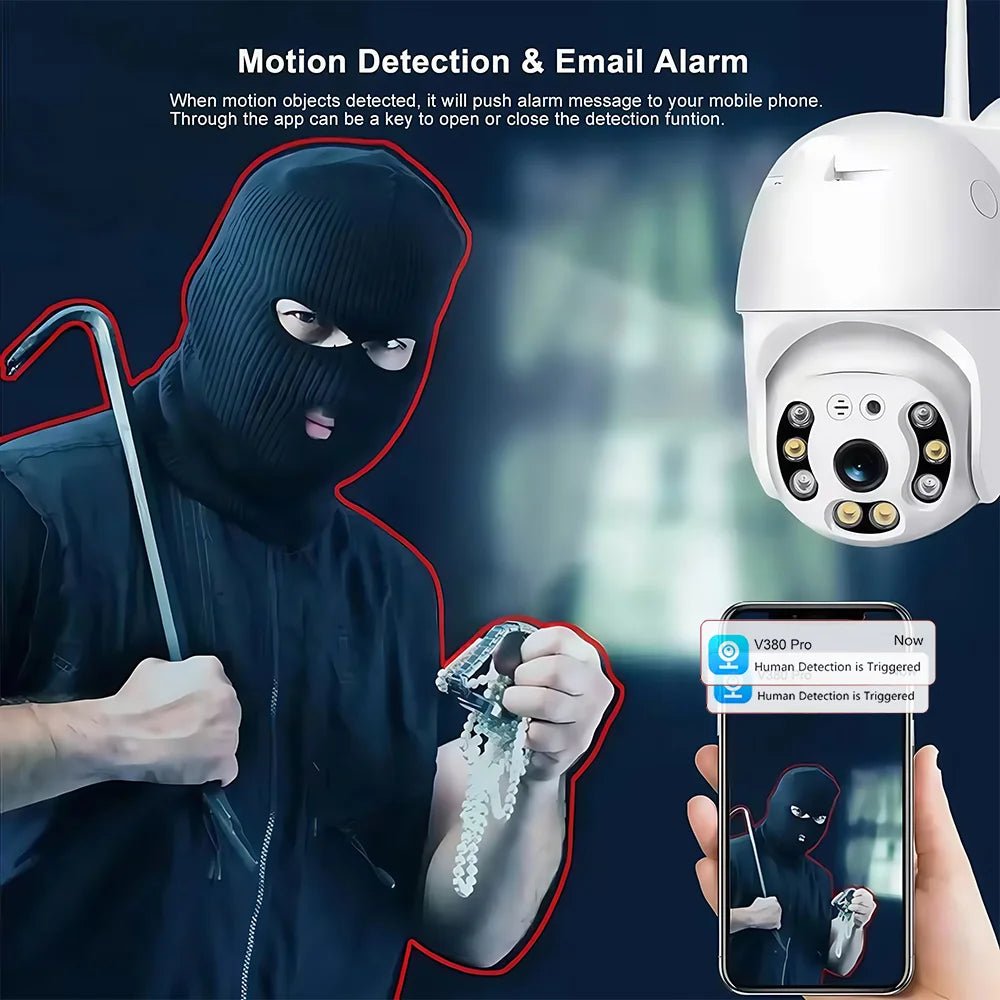 V380 Pro Security Camera 4K 8MP Ultra HD WIFI PTZ Dual Light Surveillance Camera Outdoor Wireless WIFI Smart Net Camera V380PRO