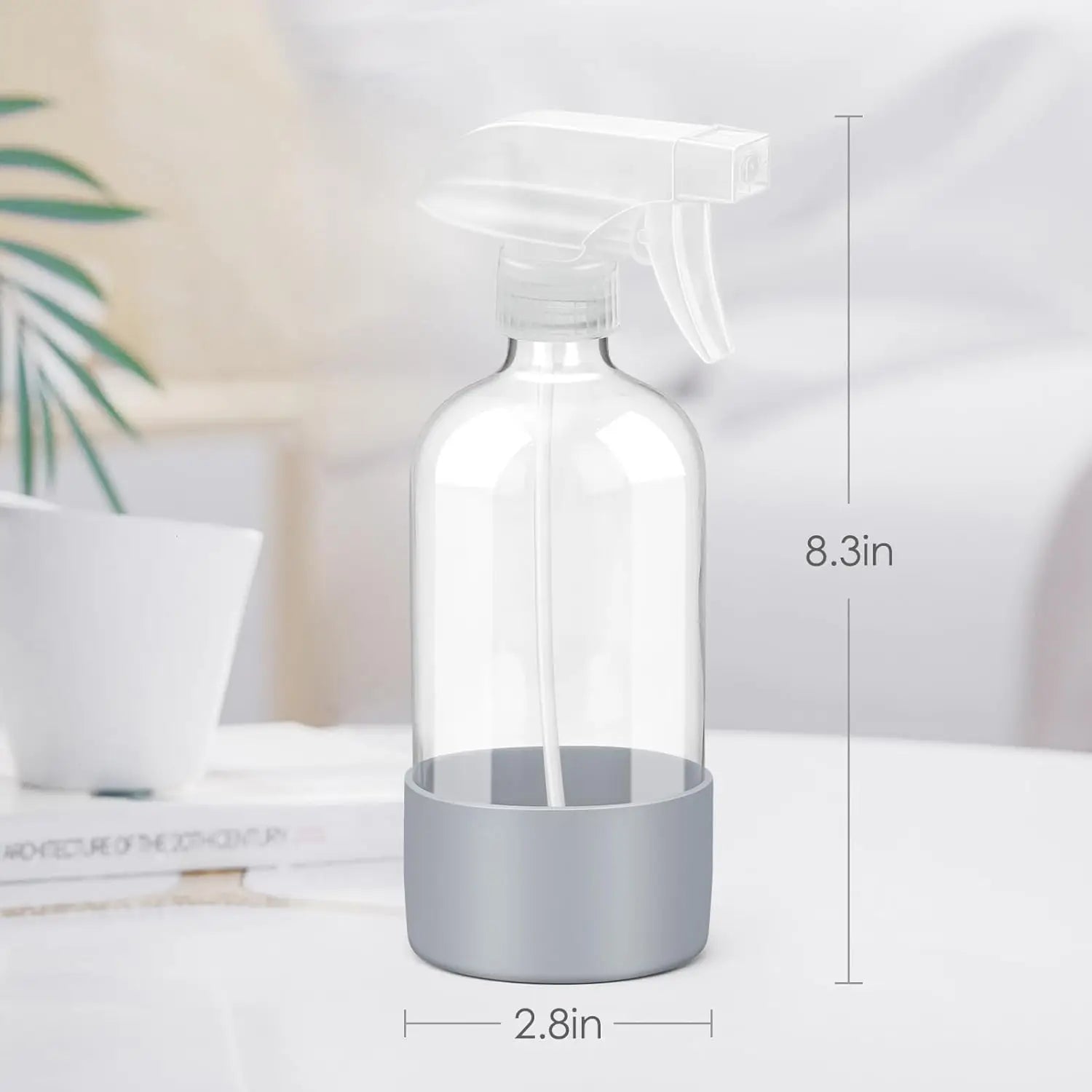 1/2PCS 500ML/16oz Glass Spray Bottle with Silicone Sleeve Empty Clear Bottle Set for Aromatherapy Facial Hydration Hair Care