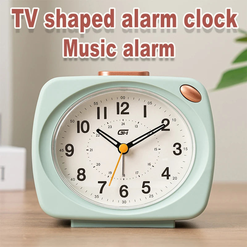 Music alarm clock, modern style, with snooze function and night light function, can run time, a good gift for the school season