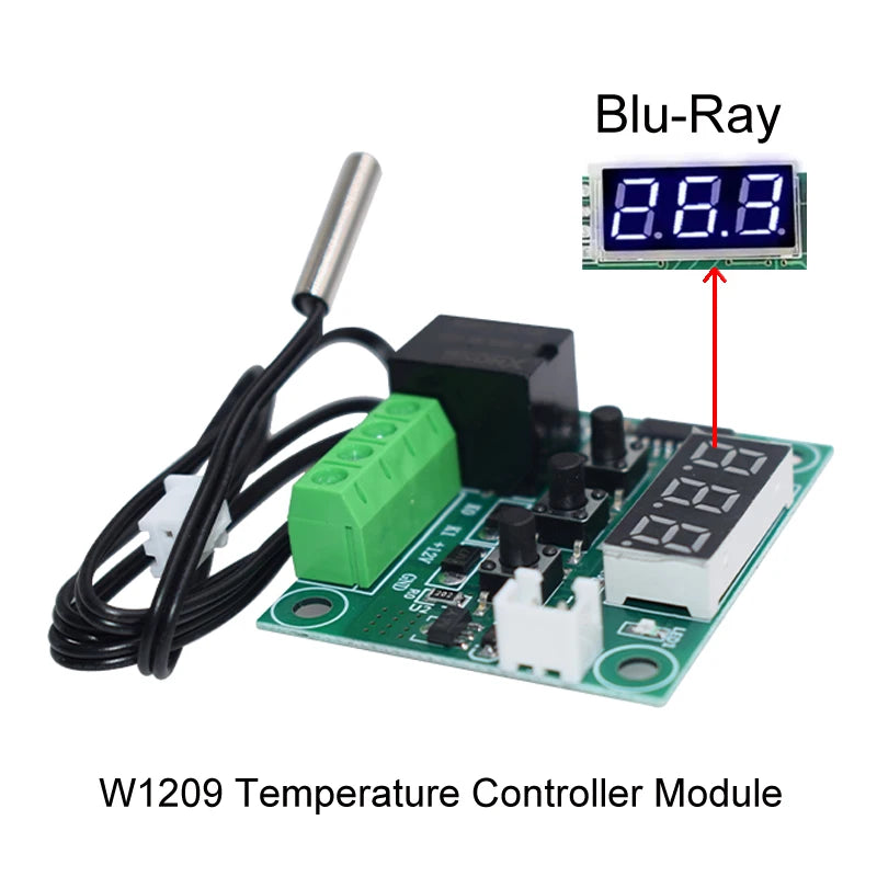 W1209 Digital Thermostat Temperature Controller Miniature Thermostat Temperature Control Switch Panel with Waterproof NTC Probe