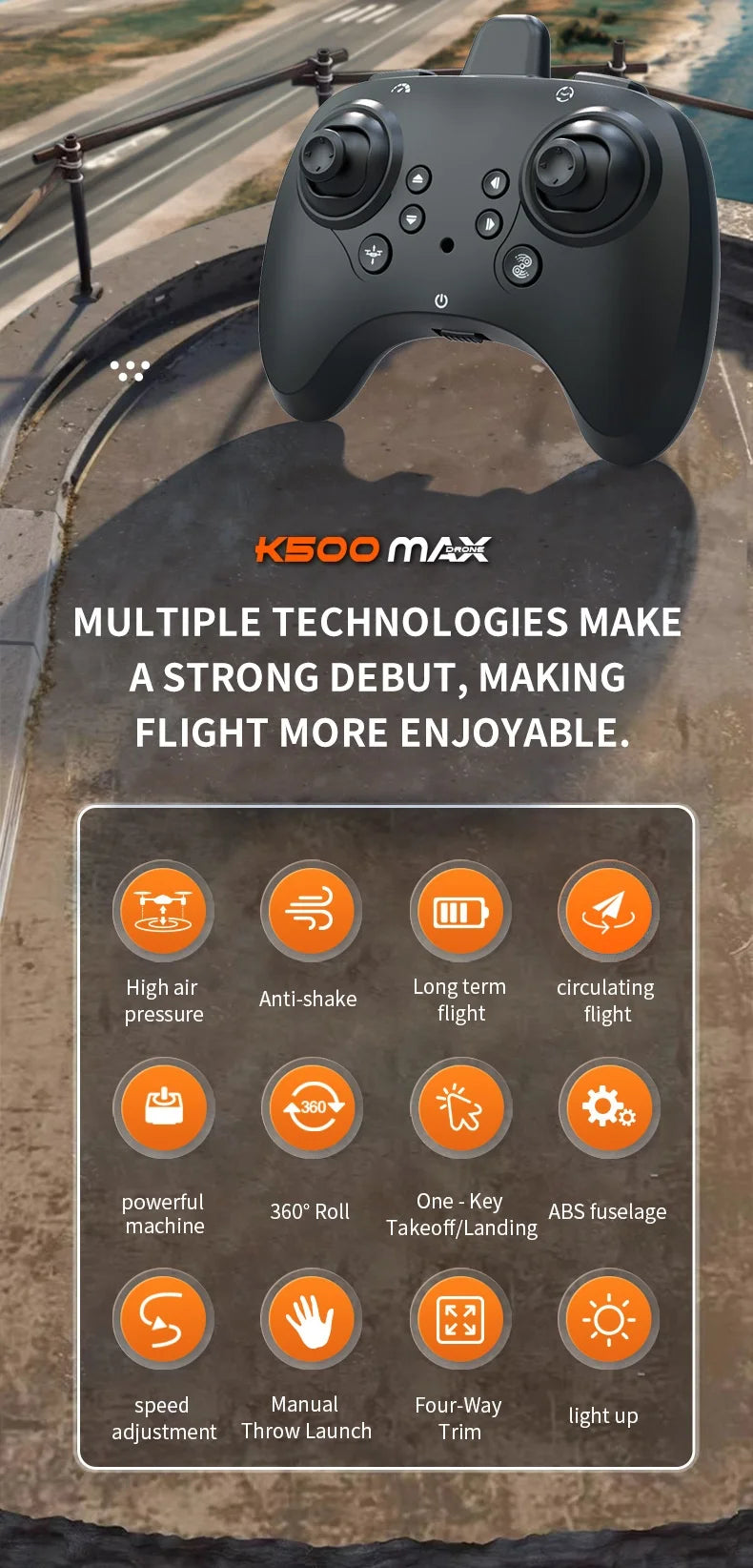 K500max Fighter Jet Quadcopter Drone Rolling Stunt Lights Rc Airplane no camera that can fly