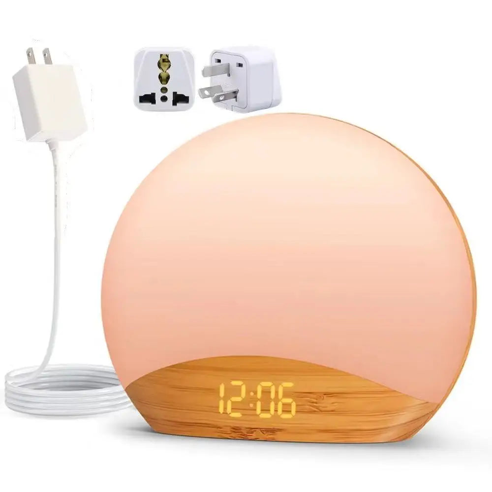 Awakening Wake Up Sunrise Alarm Clock Table Clock Dimmable with 3 Ring 8 Nightlight 26 Sound Sleep Timer Night Light