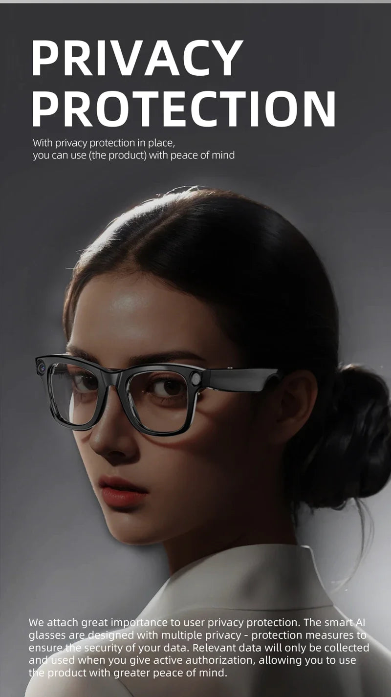 2026 4K Smart AI Glasses 800W pixel AI Shooting Camera HD Photo Video Voice Call Translation Waterproof Bluetooth AI Glasses