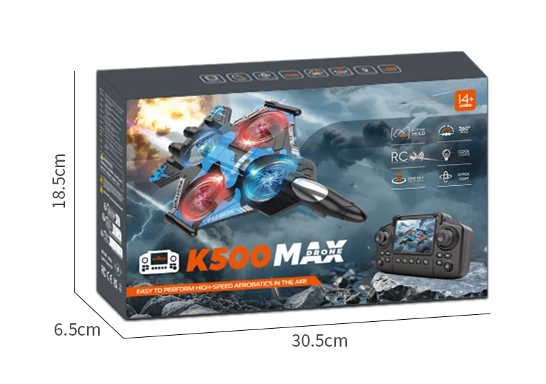 K500MAX RC Drone Fighter HD Professional Camera 360° roll WIFI Fpv Aircraft Quadcopte Aerial Photography  with screen Drone Toys