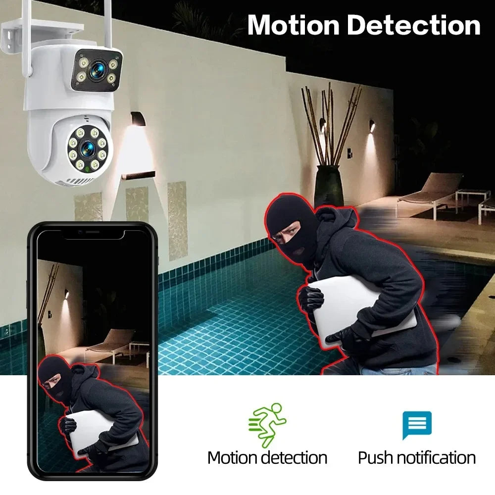ANSVICAM Tuya Outdoor Wireless Security IP Camera 4K 8MP HD Dual Lens Wifi PTZ Camera Auto Tracking Street Surveillance Camera