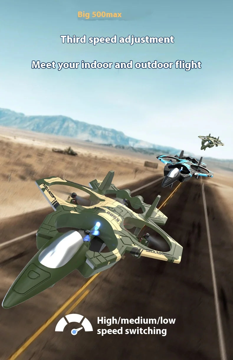 K500max Fighter Jet Quadcopter Drone Rolling Stunt Lights Rc Airplane no camera that can fly