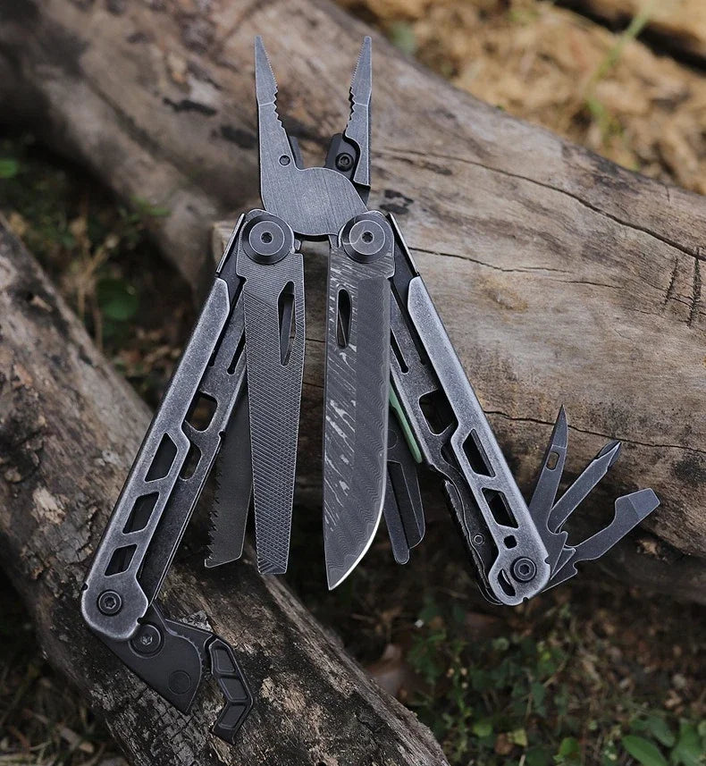 BHBT 15 in 1 Multi Tool Pliers Multi-functional Wrench with Damascus Knife Folding EDC Outdoor Survival Multi Tool Home Repair