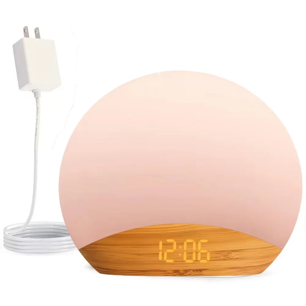 Awakening Wake Up Sunrise Alarm Clock Table Clock Dimmable with 3 Ring 8 Nightlight 26 Sound Sleep Timer Night Light