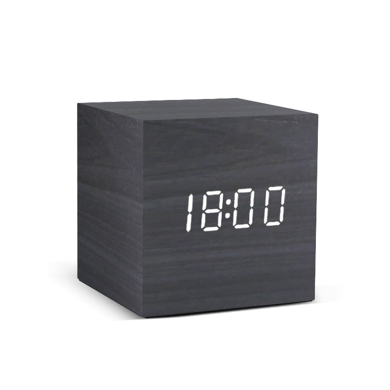 Table Voice Control Digital Wood Alarm Clock
