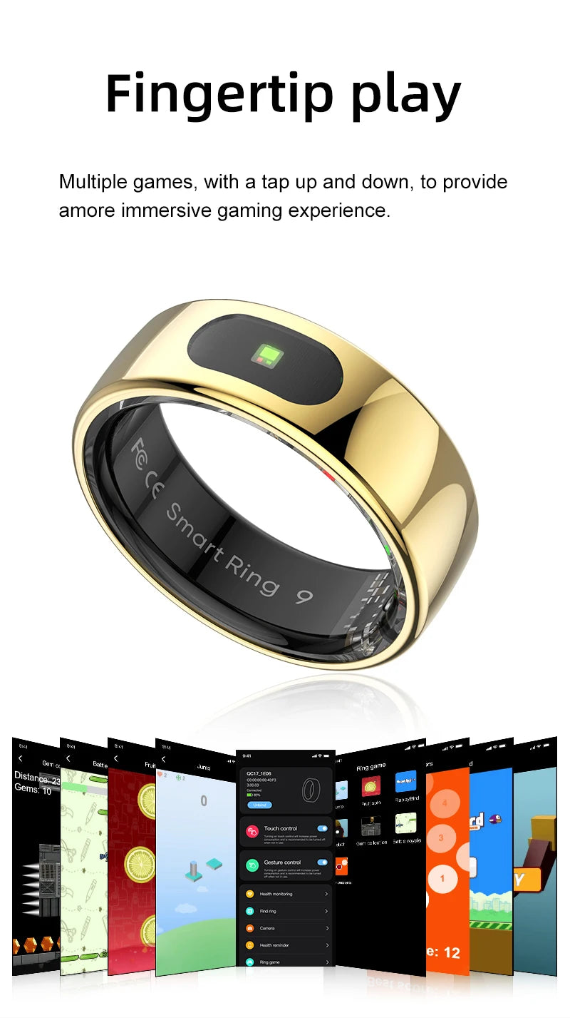 R08 Smart Ring For Men Women Touch Control Function Health Monitor IP68 5ATM Waterproof Skin Temperature Measure Smart Ring New