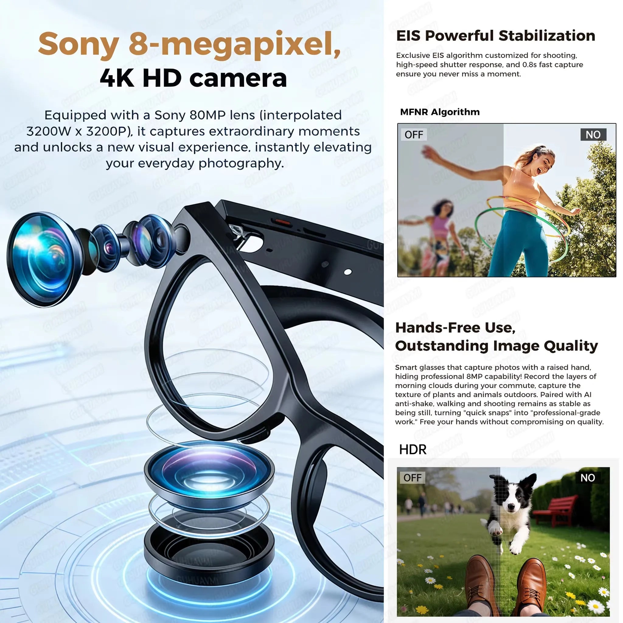 2026 AI Smart Glasses with 8MP Camera Video Recording 120+ Languages Translation Sunglasses Bluetooth Call Music Play Men Women