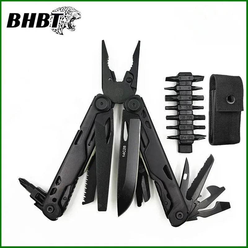 BHBT Multifunctional Combination  Folding Knife Pliers Multi Tools EDC Multitools Outdoor Camping Survival Tools With Clip