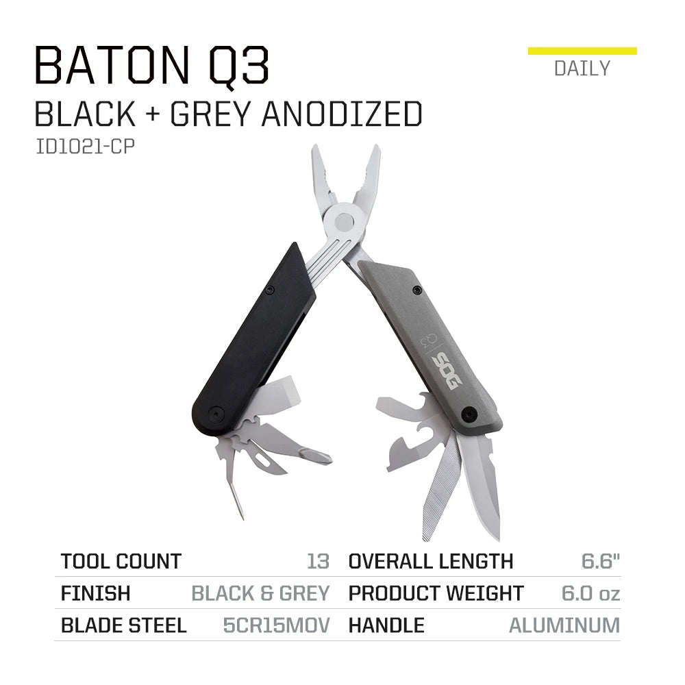 SOG 13 in 1 BATON Q3 Multi-Tool Folding Pliers Mini Hand Tools Tactical Pen Pocket EDC Multifunctional Portable Outdoor Gadget
