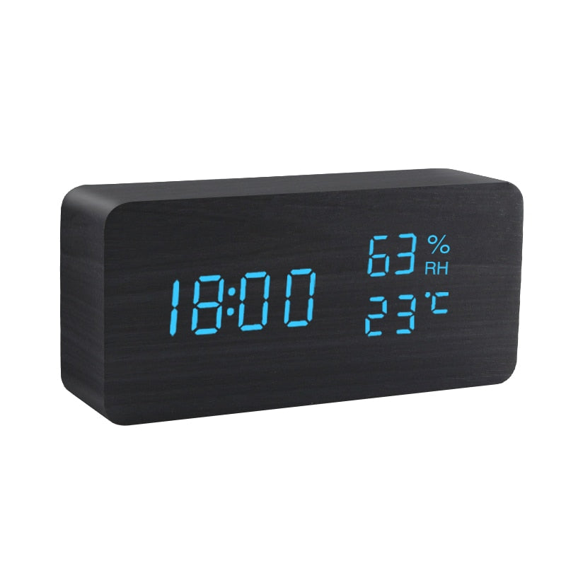 Table Voice Control Digital Wood Alarm Clock