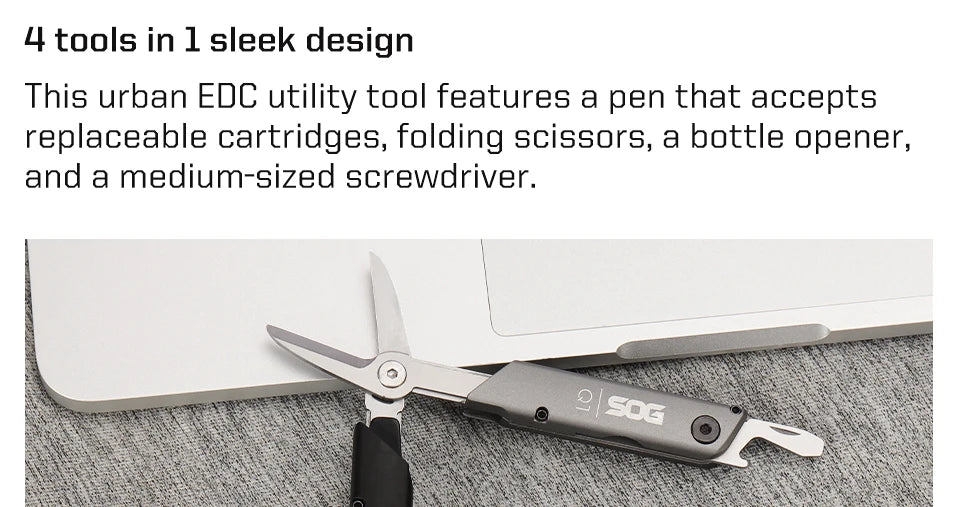 SOG 4 in 1 BATON Q1 Multi-Tool Folding Scissors EDC Tactical Pen Multifunctional Portable Tools Pocket Screwdriver Bottle Opener