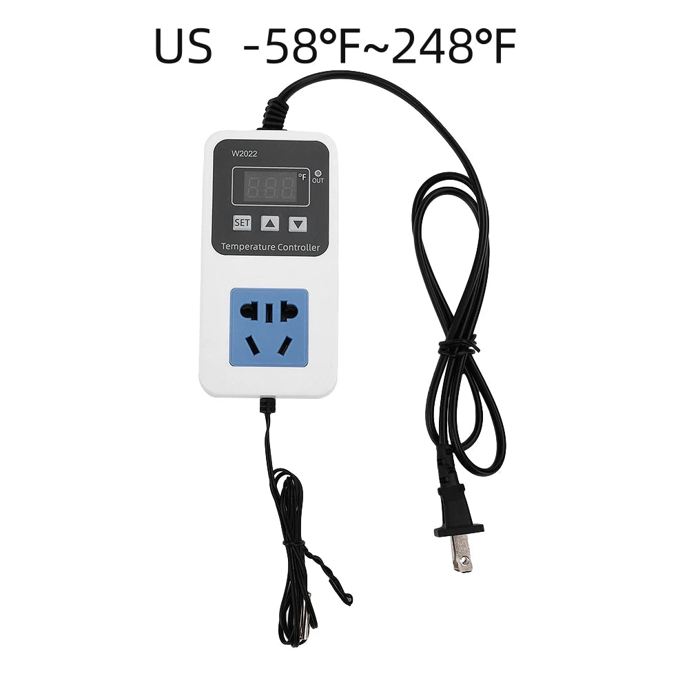 W2022 Temperature Controller 110-220V Thermostat Outlet Heat Mat Greenhouse Temperature Controller with NTC Sensor