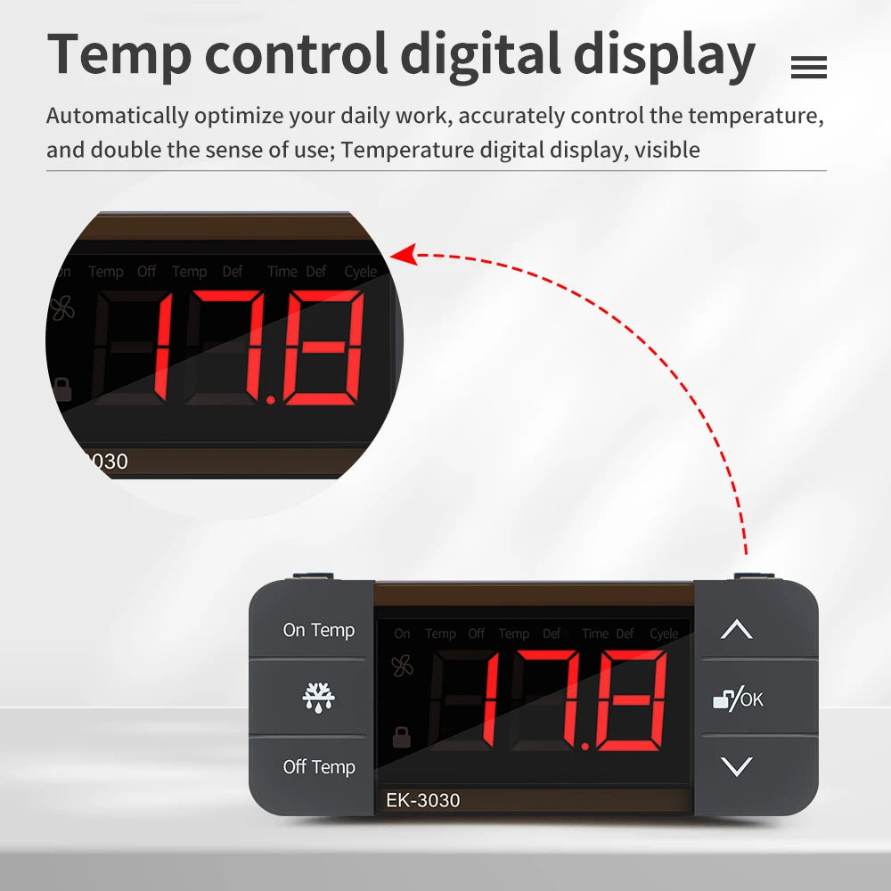 Digital Thermostat for Incubator Temperature Controller Heating Cooling Refrigeration Defrosting Fan Thermostat Relay Sensor