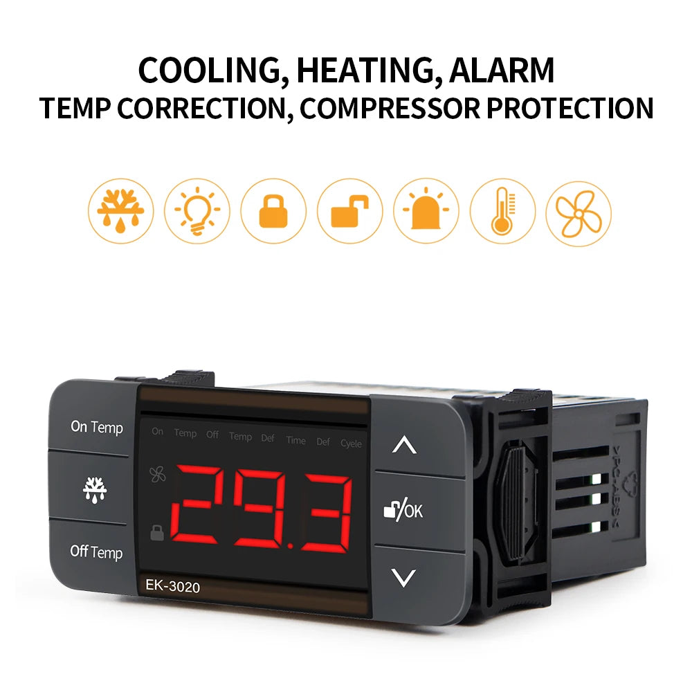 Digital Thermostat for Incubator Temperature Controller Heating Cooling Refrigeration Defrosting Fan Thermostat Relay Sensor