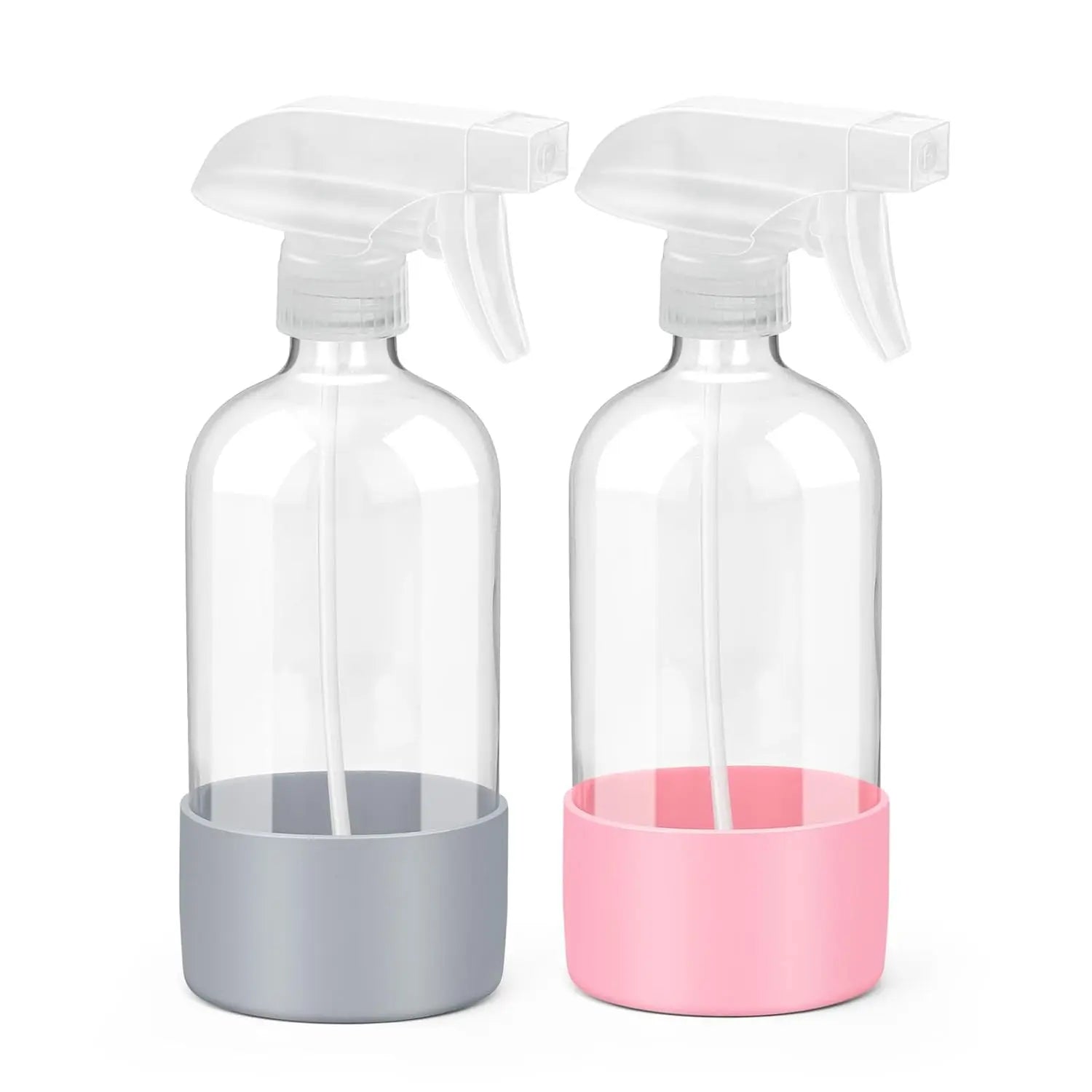 1/2PCS 500ML/16oz Glass Spray Bottle with Silicone Sleeve Empty Clear Bottle Set for Aromatherapy Facial Hydration Hair Care