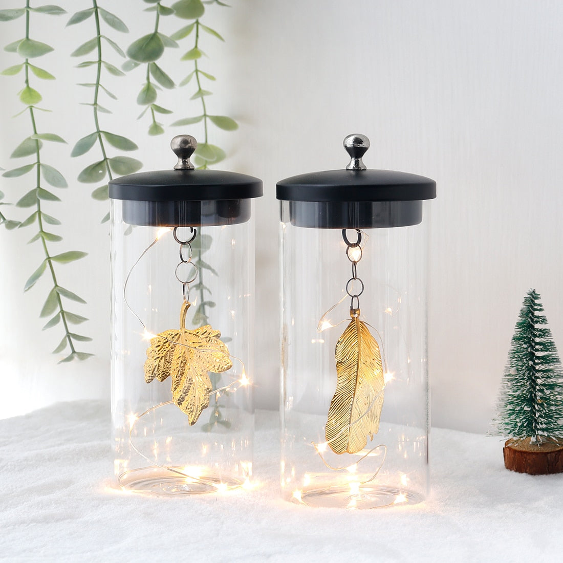 2Pcs Leaf Pendant Battery Powered Table Lamp