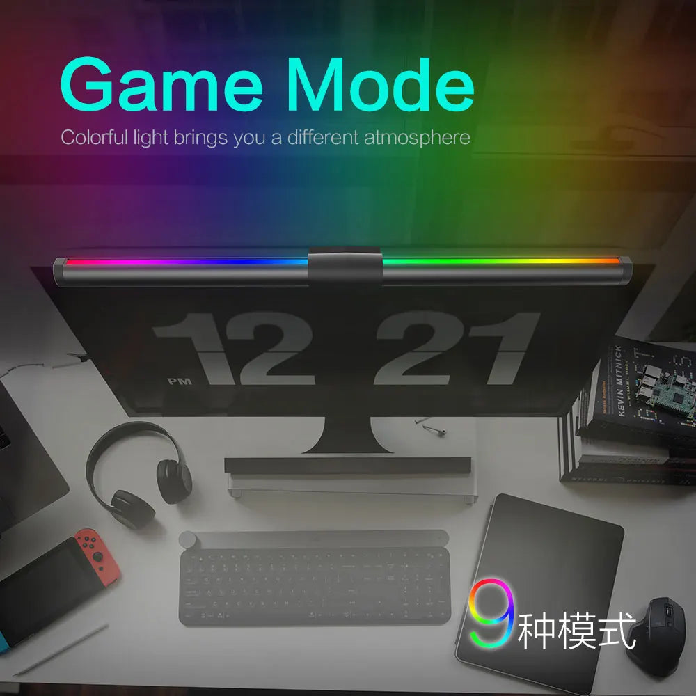 30CM RGB Screen Hanging Light Bar for Computer Laptop Gaming Work Stepless Dimming Eye Protection