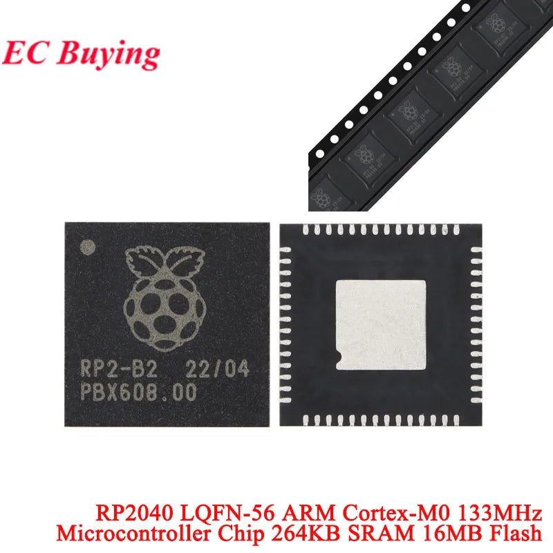 1Pc-10Pcs RP2040 LQFN-56 QFN-56 Raspberry Pi (raspberry pie) ARM Cortex-M0 133MHz RAM 264KB MCU/MPU/SOC Microcontroller IC Chip