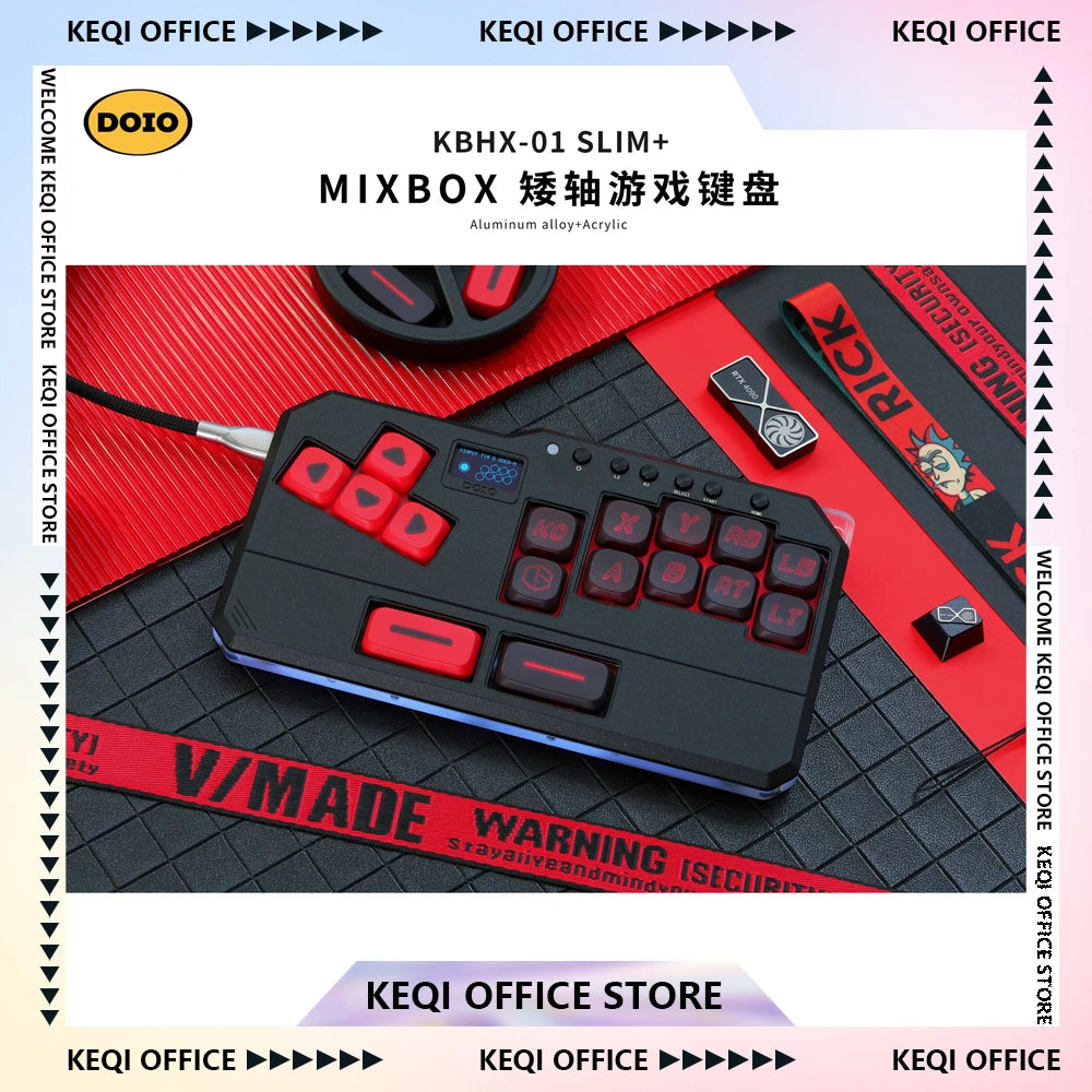 DOIO KBHX-01 SLIM Wired Mini Keyboard Upgradable Wireless Keyboard Aluminum Alloy Game Keyboards PS5 Switch Joystick Custom Gift