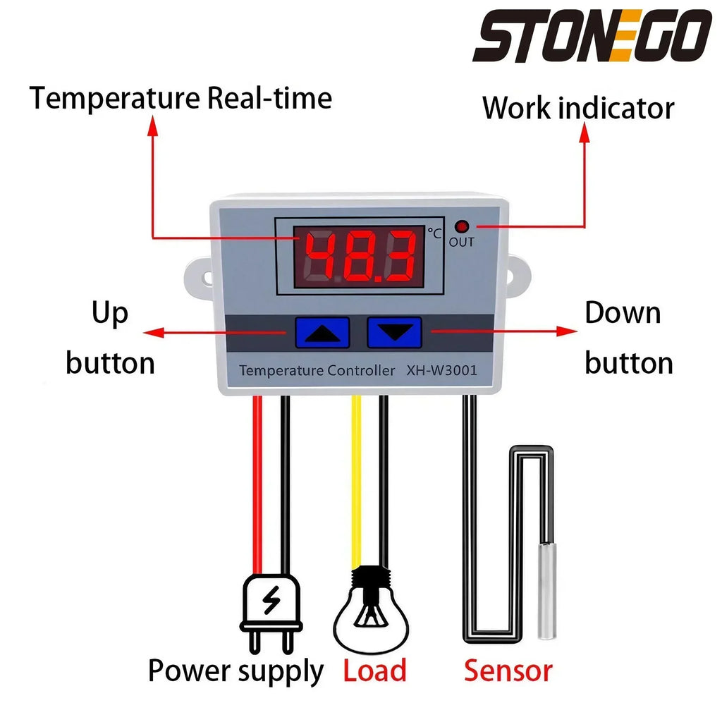STONEGO W3001 Digital Control Temperature Microcomputer Thermostat Switch Thermometer New Thermoregulator 12/24/220V