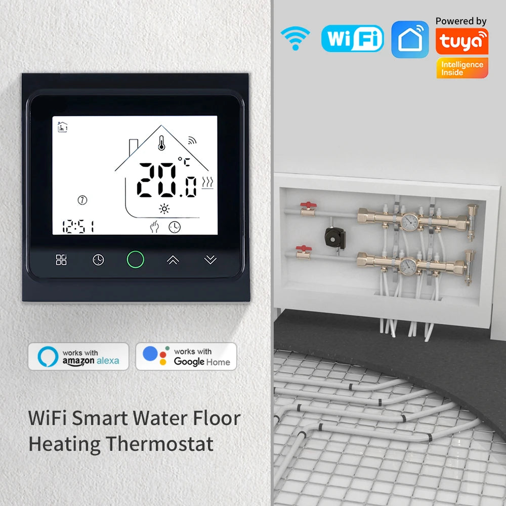 Smart WiFi Thermostat AC230V 3A 16A APP/Voice Control for Floor Heating with Digital LCD Display and Wall Mounted Installation