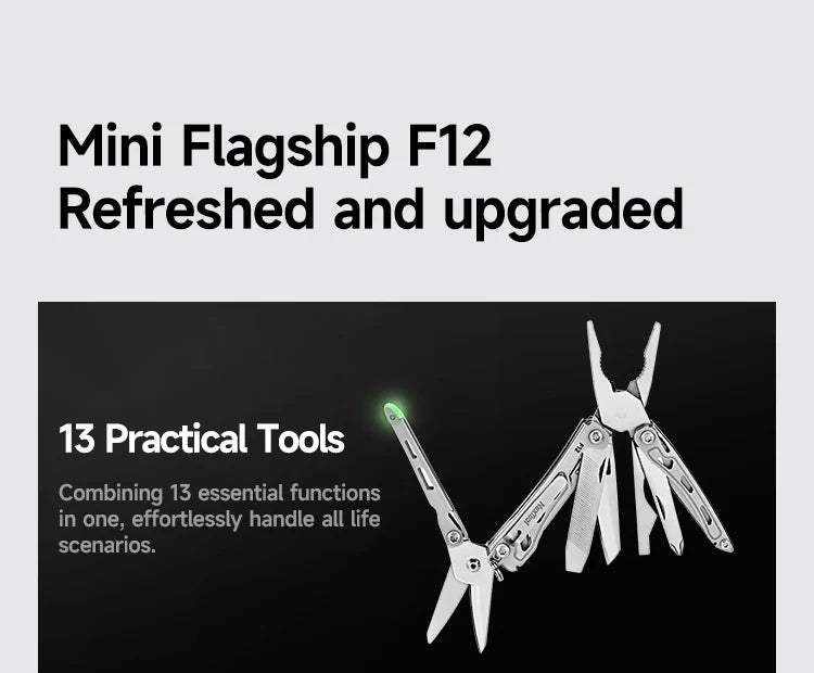 NexTool Keychain Mini Flagship F12 Folding Multi Tool 13 In 1 Screwdriver Pliers File Ruler Bottle Opener Scissors EDC Hand Tool