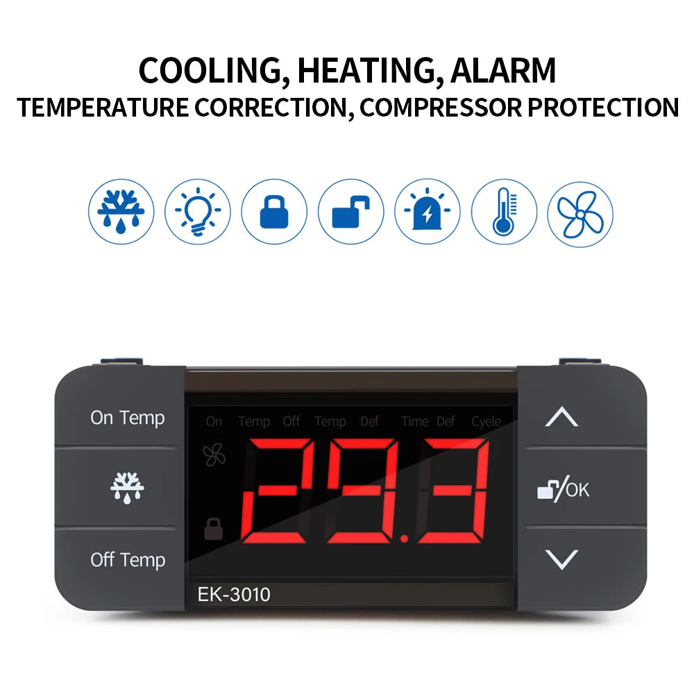 Digital Thermostat for Incubator Temperature Controller Heating Cooling Refrigeration Defrosting Fan Thermostat Relay Sensor