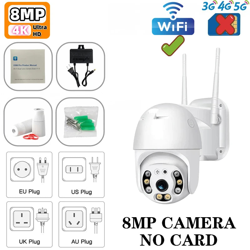 V380 Pro Security Camera 4K 8MP Ultra HD WIFI PTZ Dual Light Surveillance Camera Outdoor Wireless WIFI Smart Net Camera V380PRO