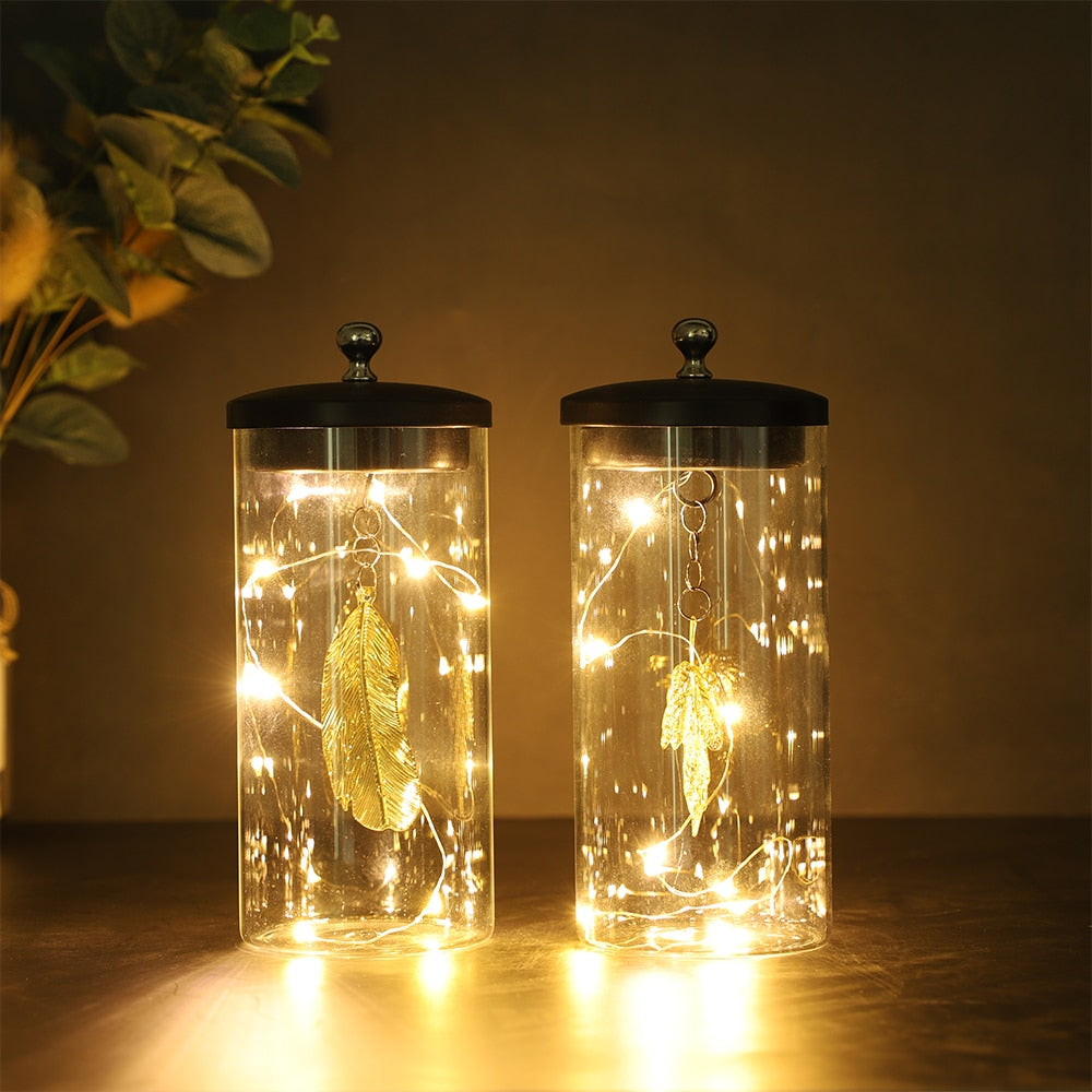 2Pcs Leaf Pendant Battery Powered Table Lamp